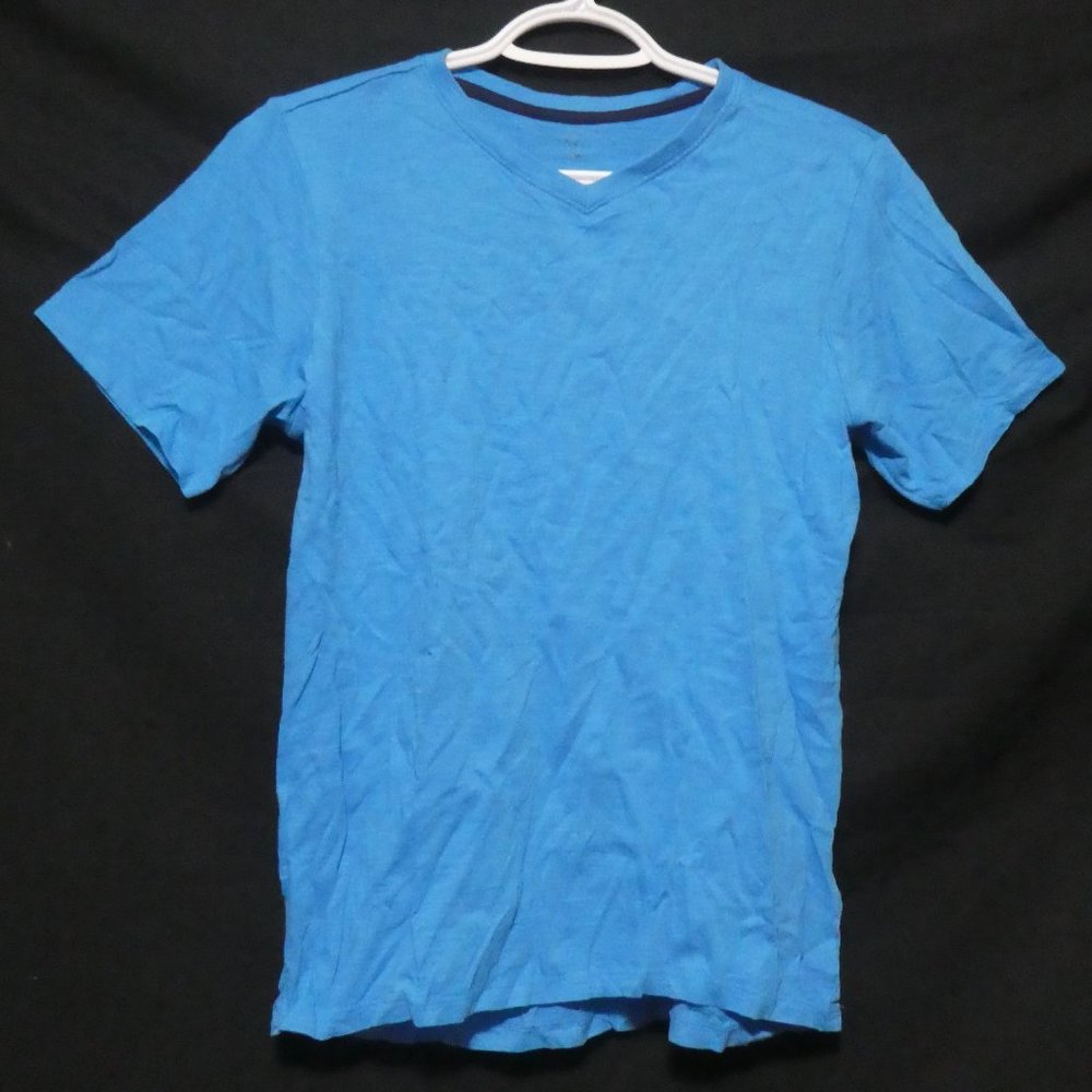 Blue V-Neck | Solid Blue T-Shirt | large | 100% Cotton | GUC